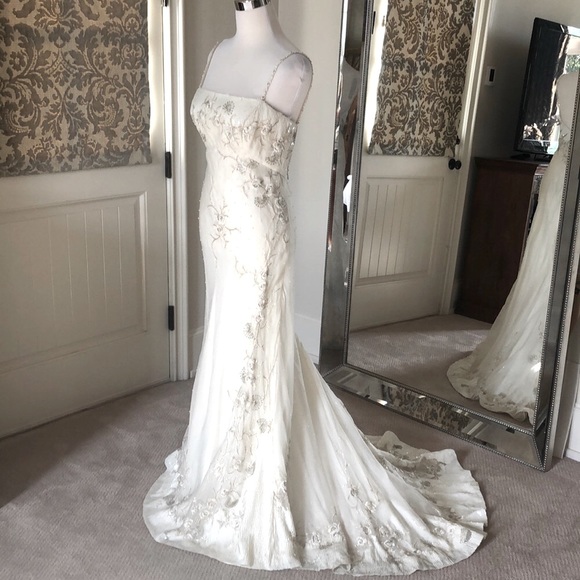 Lazaro Couture Silk Organza Bridal Gown Street Sz 6/Label 10 - Picture 5 of 12